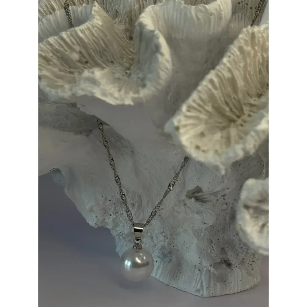 925 Sterling Silver Pearl Necklace Length 18 inch
